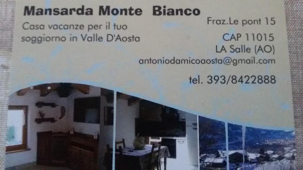 Mansarda Monte Bianco Apartman La Salle Kültér fotó